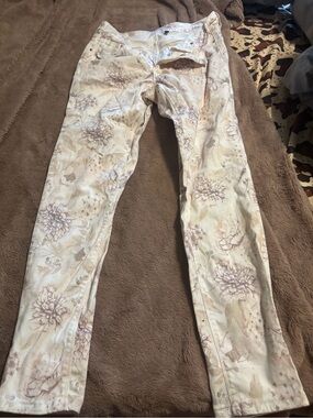 Floral Print Women’s Jeans - Cream